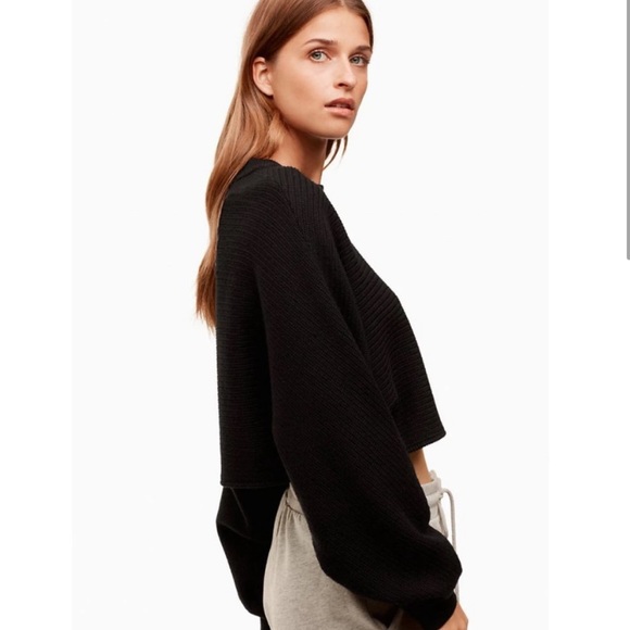 Aritzia Wilfred Free Lolan Cropped Black Sweater - Picture 3 of 8